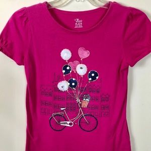 *3/$15 1989 Place Girls Pink Decorated Short Sleeve Top L